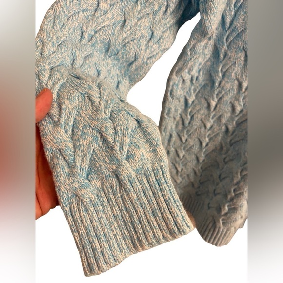 Lands End Drifter Cable Knit Sweater sky blue and white ladies 1X 16-18W, - Picture 4 of 12